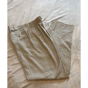 Valentino Uomo Pants Mens 36x37 Un-hemmed 100% Linen Pleated‎ Front NWOT